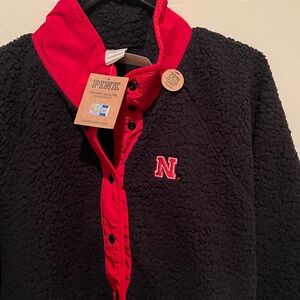 PINK Victoria’s Secret Nebraska Huskers Snap Sherpa Jacket NWT